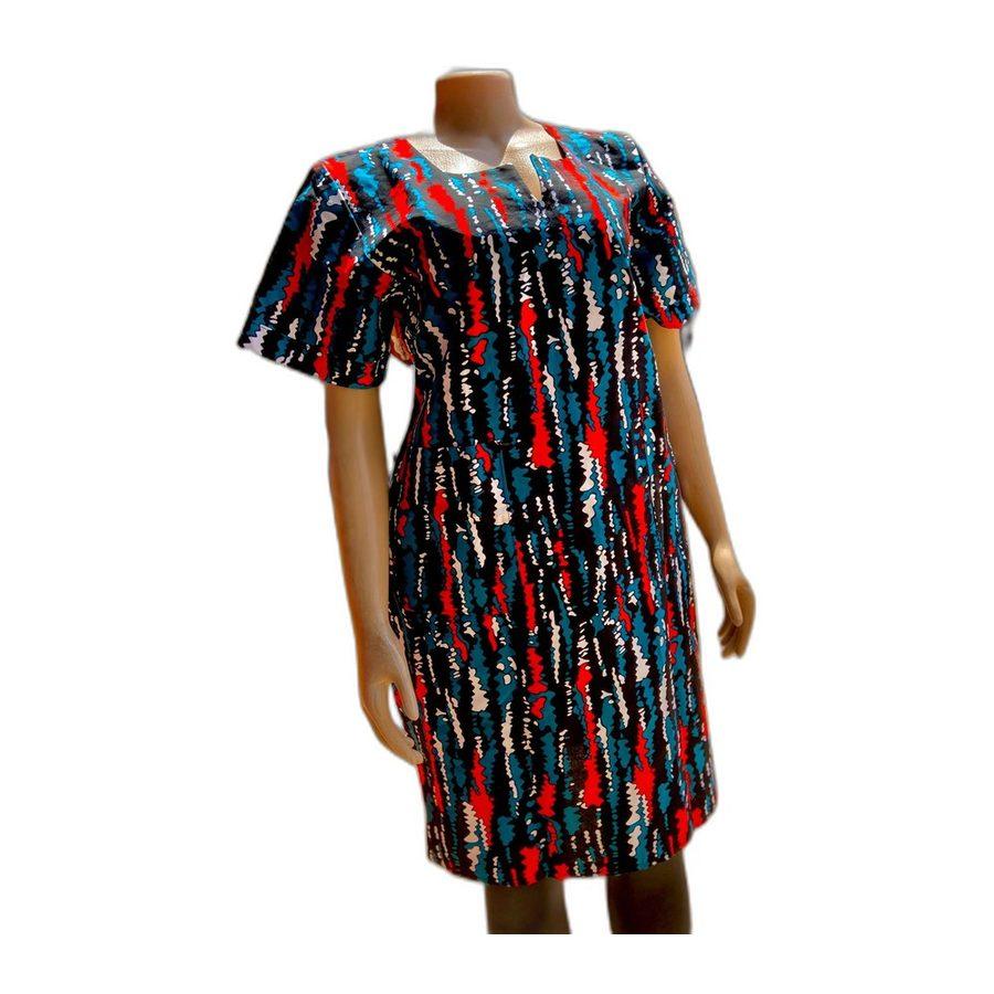 Print Dress — Teal & Flame