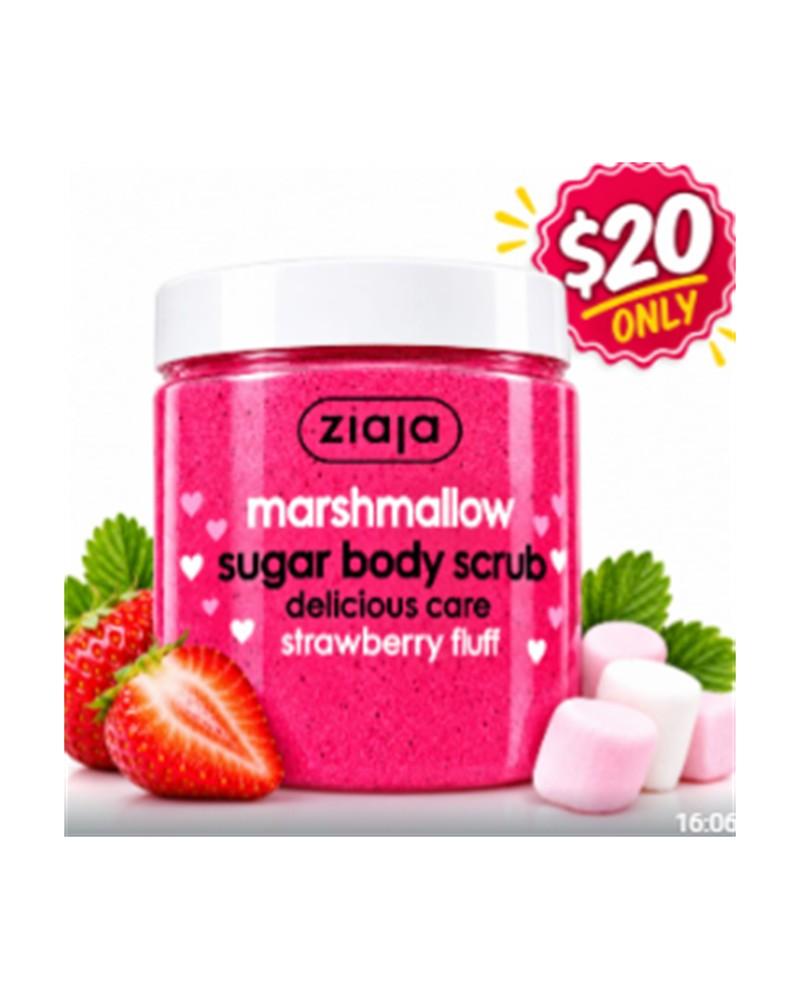 Ziaja Marshmallow Sugar Body Scrub — Strawberry Fluff