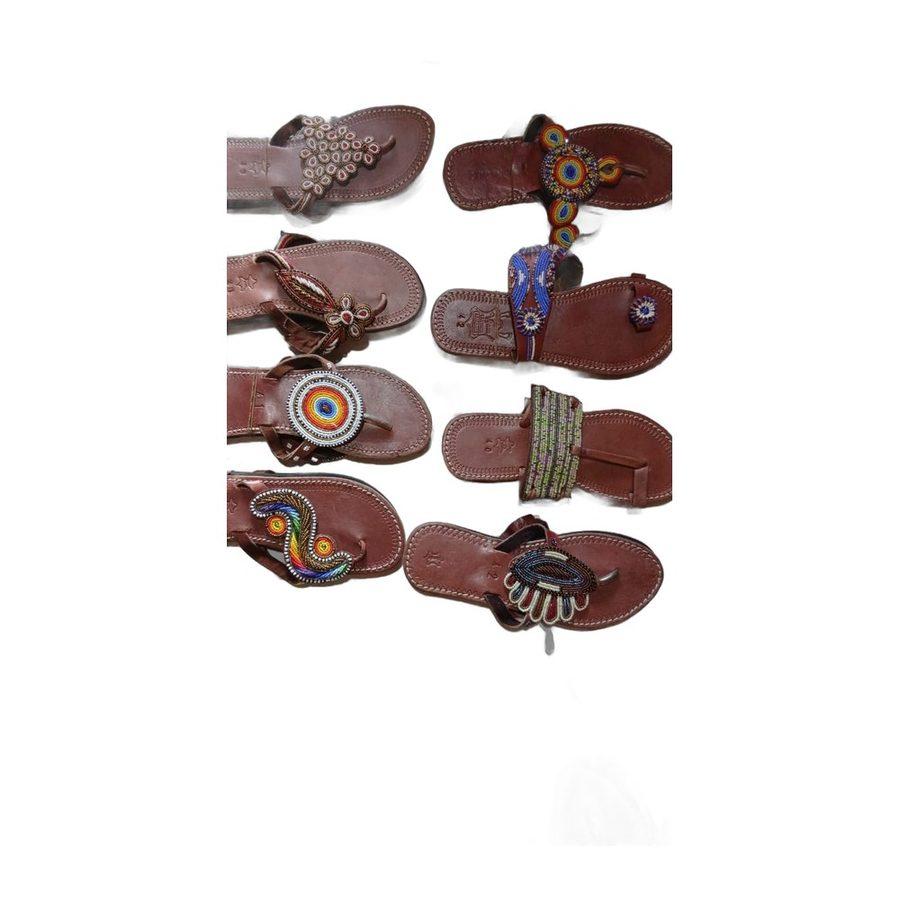 Beaded Leather Sandals — Paisley